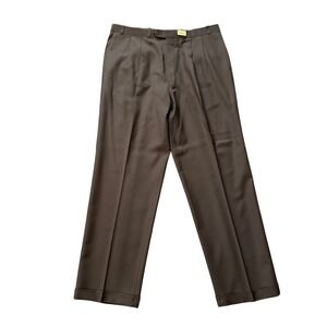 Ralph Lauren Pleated Dress Pants Mens 36x31 Brown Flat Front Cuffed Tailored